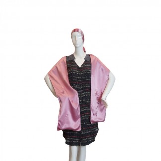 Silk scarf hand-embroidered with flower 25*200 cm- Style 3